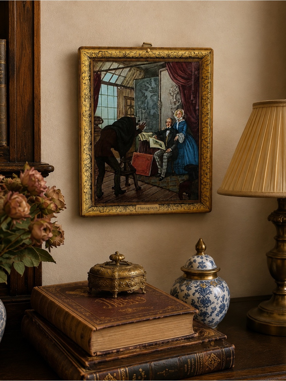 Vintage Metal Wall Art Plaque | Victorian Photograph Scene